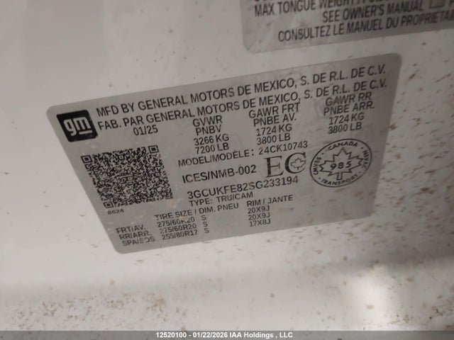 Продажа на аукционе авто 2025 Chevrolet Silverado 1500 4wd Lt Trail Boss, vin: 3GCUKFE82SG233194, номер лота: 12520100