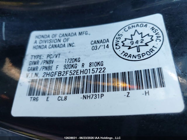 Honda Civic Ex 4dr 2014 2HGFB2F52EH015722 Image 9
