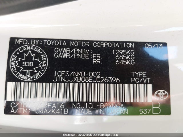 Продаж на аукціоні авто 2014 Toyota Scion Iq, vin: JTNJJXB08EJ026396, номер лоту: 12639835