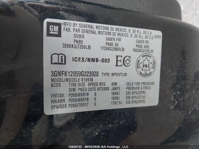 Продажа на аукционе авто 2009 Chevrolet Avalanche 1500 Ls/ltz, vin: 3GNFK12059G223920, номер лота: 12624722
