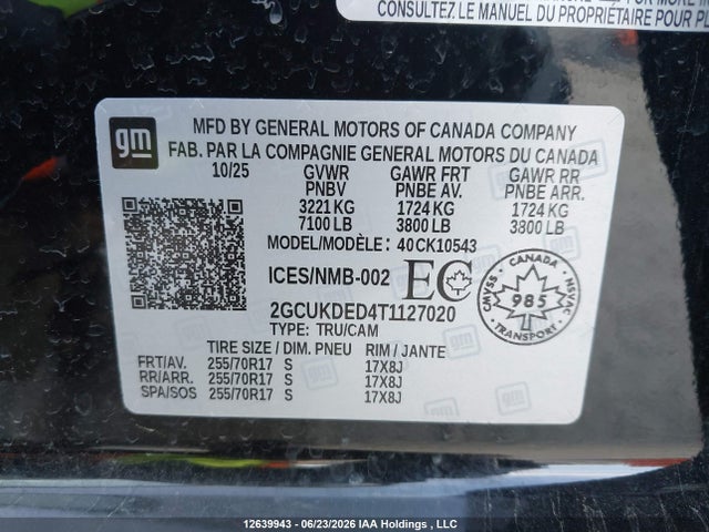 12639943 :رقم المزاد ، 2GCUKDED4T1127020 vin ، 2026 Chevrolet Silverado K1500 Lt مزاد بيع