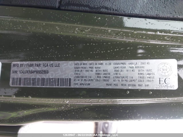 Продаж на аукціоні авто 2023 Jeep Wrangler Rubicon 4xe, vin: 1C4JJXR64PW652869, номер лоту: 12639947