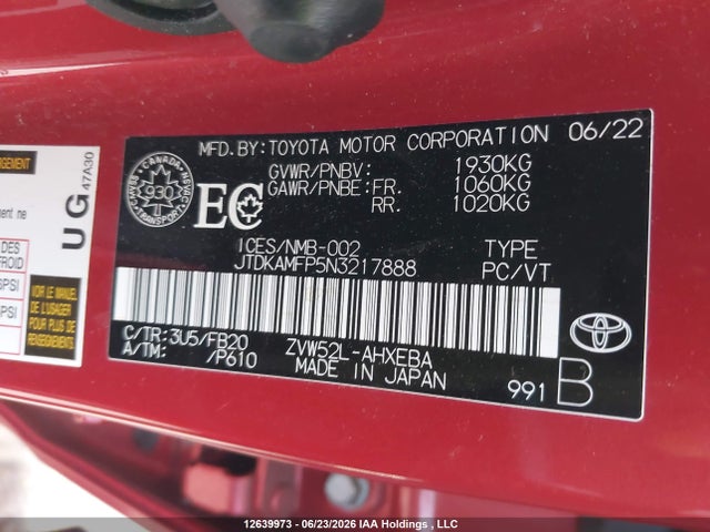JTDKAMFP5N3217888 Toyota PRIUS PRIME