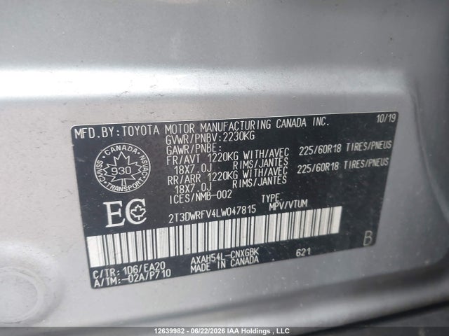 2T3DWRFV4LW047815 Toyota Rav4 Hybrid Limited