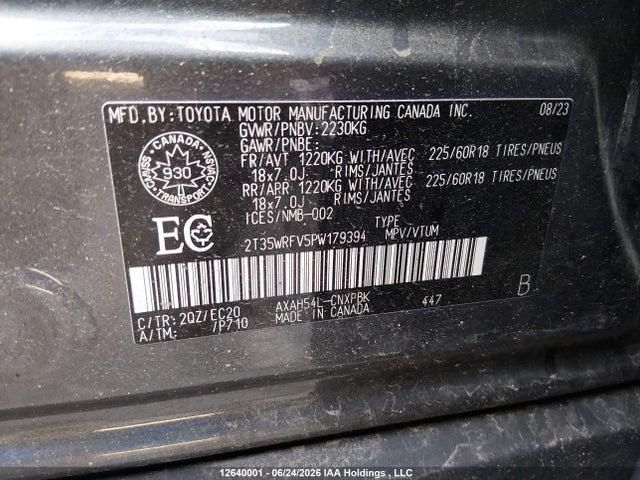 2023 Toyota Rav4 Hybrid Xse მანქანა იყიდება აუქციონზე, vin: 2T35WRFV5PW179394, აუქციონის ნომერი: 12640001