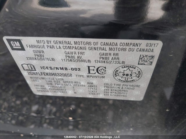Chevrolet Equinox 2017 2GNFLFEK8H6320658 Image 9