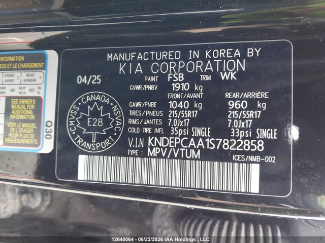 Aukcja sprzedaży 2025 Kia Seltos Lx, vin: KNDEPCAA1S7822858, numer aukcji: 12640064