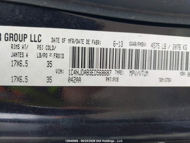 Aukcja sprzedaży 2014 Jeep Compass Sport/north, vin: 1C4NJDAB3ED568687, numer aukcji: 12640066