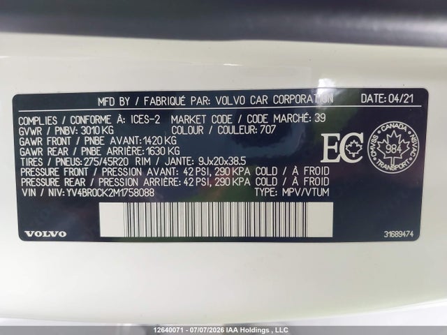 Volvo Xc90 T8 2021 YV4BR0CK2M1758088 Image 9