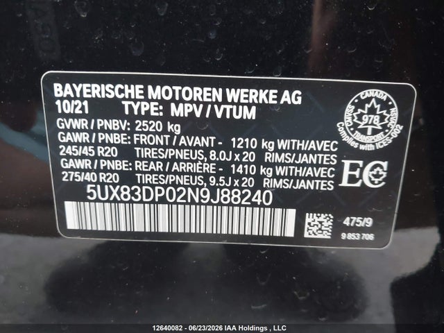 BMW X3 M40i 2022 5UX83DP02N9J88240 Image 18