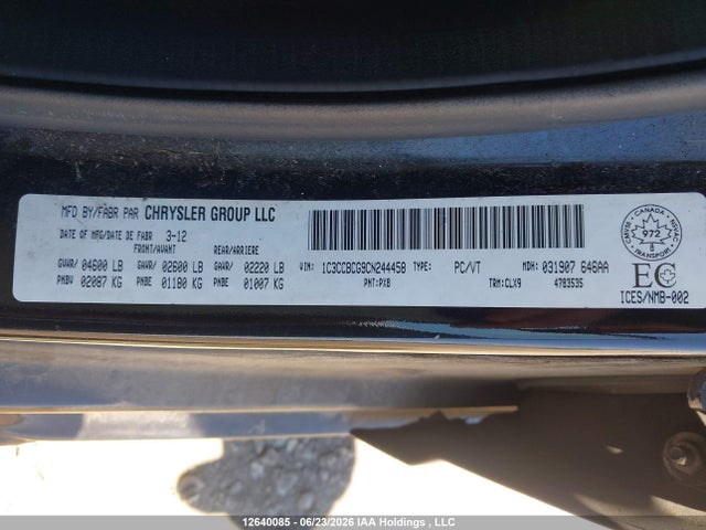 12640085 :رقم المزاد ، 1C3CCBCG9CN244458 vin ، 2012 Chrysler 200 مزاد بيع