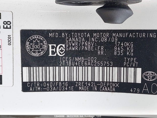 2010 Toyota Corolla S/le/xle მანქანა იყიდება აუქციონზე, vin: 2T1BU4EE6AC255753, აუქციონის ნომერი: 12640086