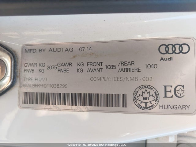Audi A3 2.0t Komfort/2.0t Progressiv 2015 WAUBFRFF0F1038299 Image 9