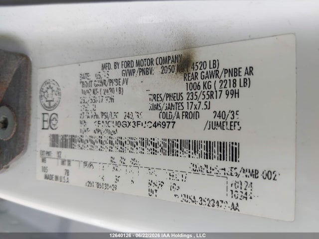 Ford ESCAPE SE 2015 1FMCU0GX3FUC46977 Image 9