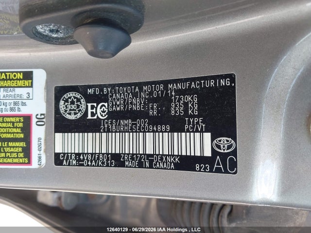 Aukcja sprzedaży 2014 Toyota Corolla, vin: 2T1BURHE5EC094889, numer aukcji: 12640129