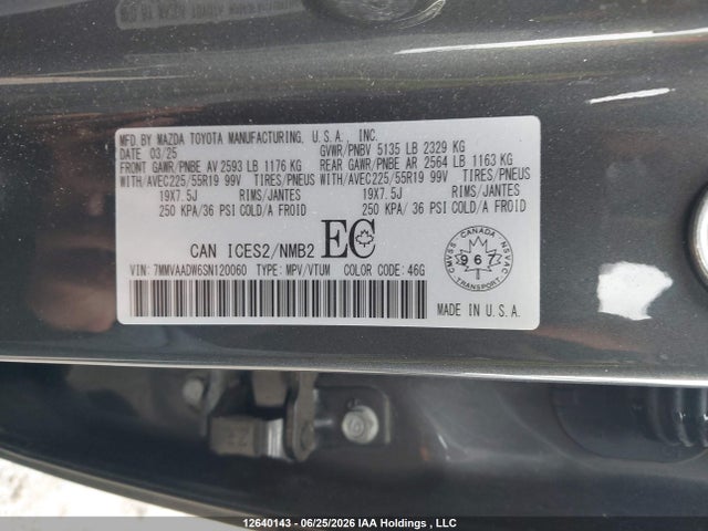 2025 Mazda Cx-50 Hybrid Gt მანქანა იყიდება აუქციონზე, vin: 7MMVAADW6SN120060, აუქციონის ნომერი: 12640143