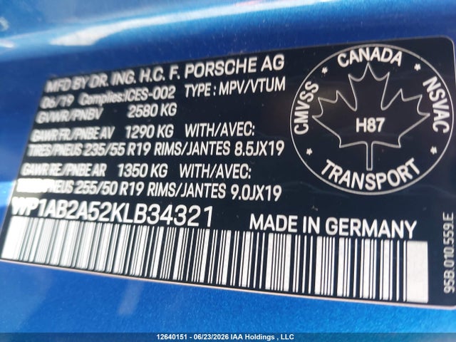 WP1AB2A52KLB34321 Porsche MACAN S