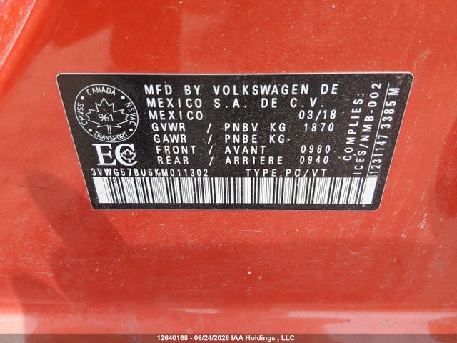 Volkswagen Jetta 2019 3VWG57BU6KM011302 Image 9