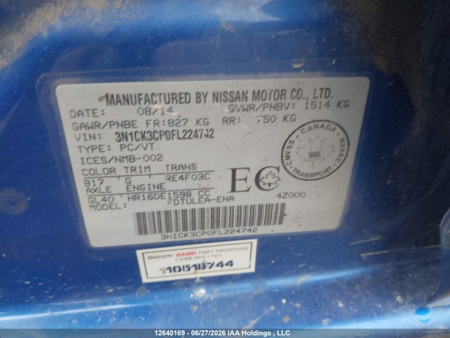 Продажа на аукционе авто 2015 Nissan Micra, vin: 3N1CK3CP0FL224742, номер лота: 12640169