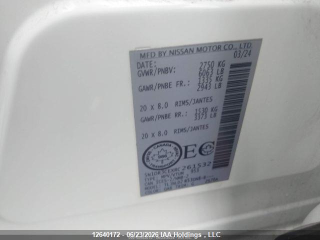 Auction sale of the 2024 Nissan Pathfinder, vin: 5N1DR3CEXRC261532, lot number: 12640172