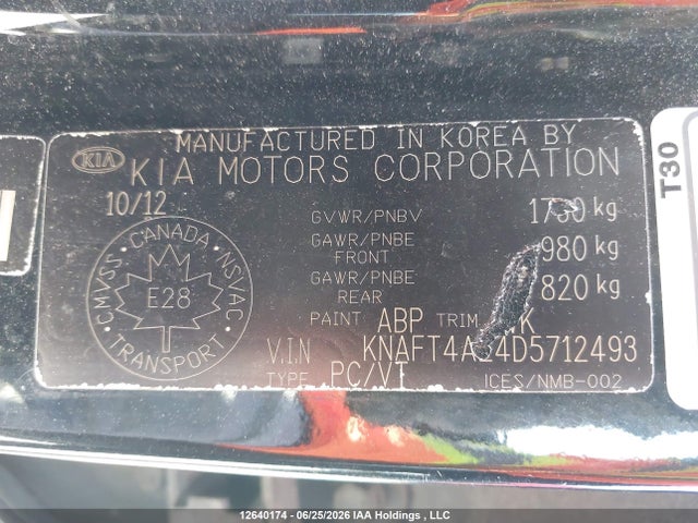 Продажа на аукционе авто 2013 Kia Forte Lx/lx Plus, vin: KNAFT4A24D5712493, номер лота: 12640174