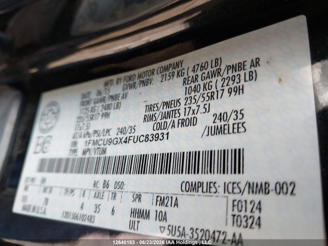 Ford ESCAPE SE 2015 1FMCU9GX4FUC83931 Image 19