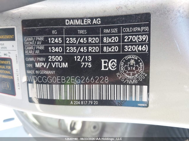 WDCGG0EB2EG266228 Mercedes-Benz Glk 250 Bluetec 4matic