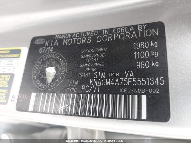 Продаж на аукціоні авто 2015 Kia Optima Lx, vin: KNAGM4A75F5551345, номер лоту: 12640198