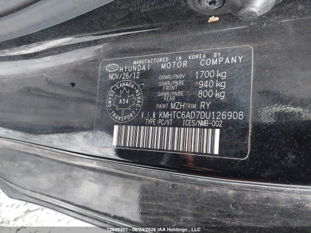 Aukcja sprzedaży 2013 Hyundai Veloster, vin: KMHTC6AD7DU126908, numer aukcji: 12640201