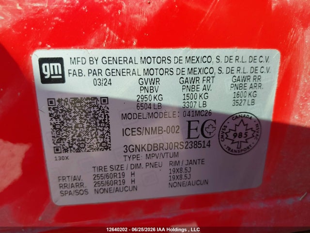 3GNKDBRJ0RS238514 Chevrolet Blazer Ev 2lt Eawd