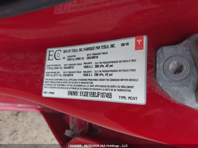 Tesla Model 3 Long Range/performance 2018 5YJ3E1EB2JF107455 Image 9