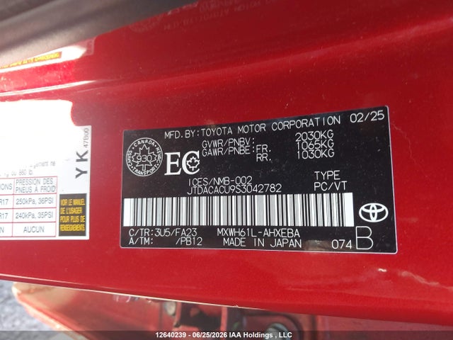 JTDACACU9S3042782 Toyota Prius Plug-in Hybrid Se