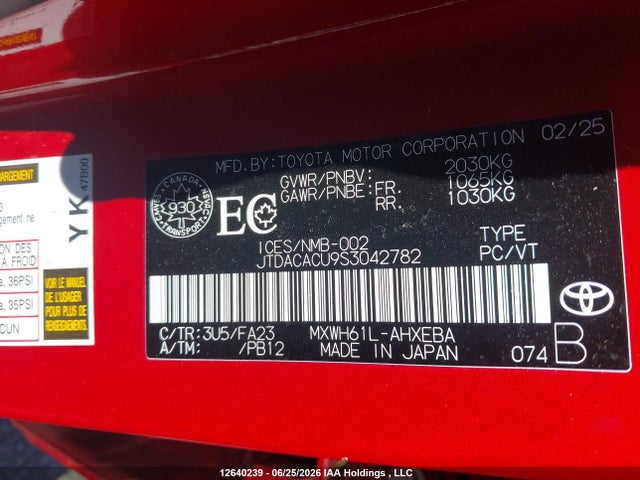 JTDACACU9S3042782 Toyota Prius Plug-in Hybrid Se