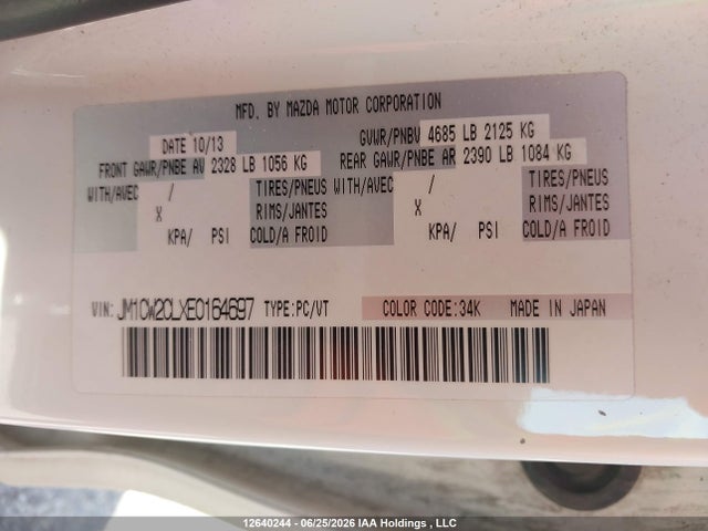 Aukcja sprzedaży 2014 Mazda 5 Touring, vin: JM1CW2CLXE0164697, numer aukcji: 12640244