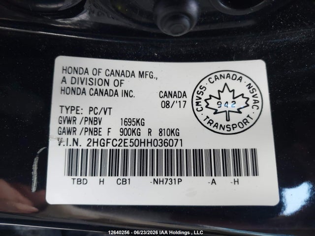 Honda Civic Lx 2017 2HGFC2E50HH036071 Image 9