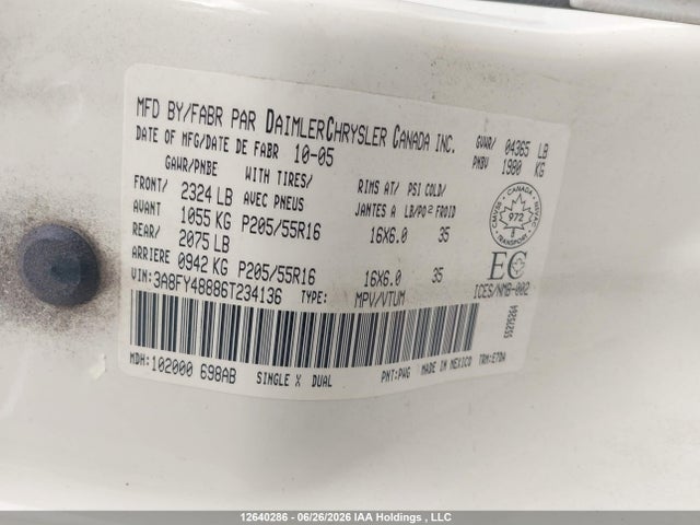 Продаж на аукціоні авто 2006 Chrysler Pt Cruiser, vin: 3A8FY48886T234136, номер лоту: 12640286