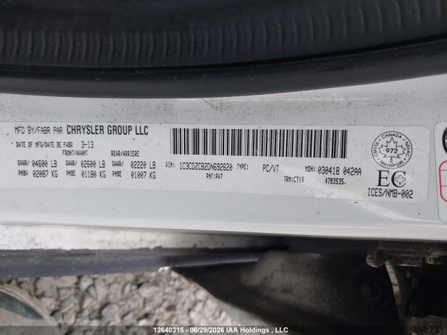 Aukcja sprzedaży 2013 Dodge Avenger Sxt, vin: 1C3CDZCB2DN692620, numer aukcji: 12640315