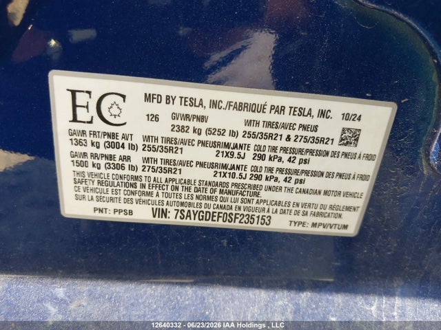 Tesla Model Y 2025 7SAYGDEF0SF235153 Image 9