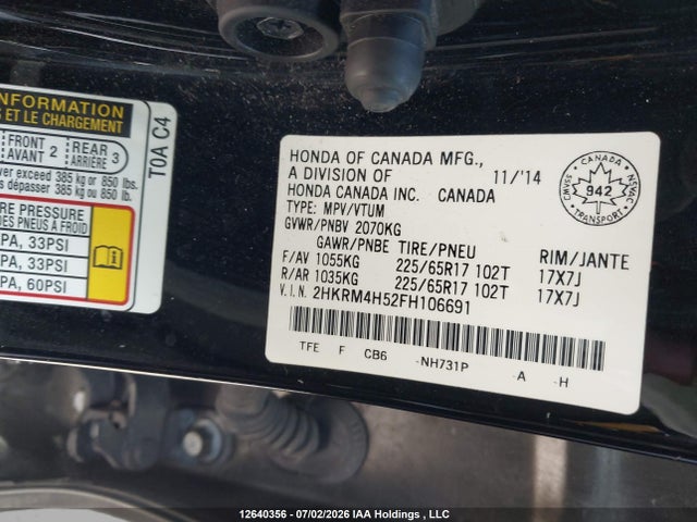 Honda CR-V 2015 2HKRM4H52FH106691 Image 9
