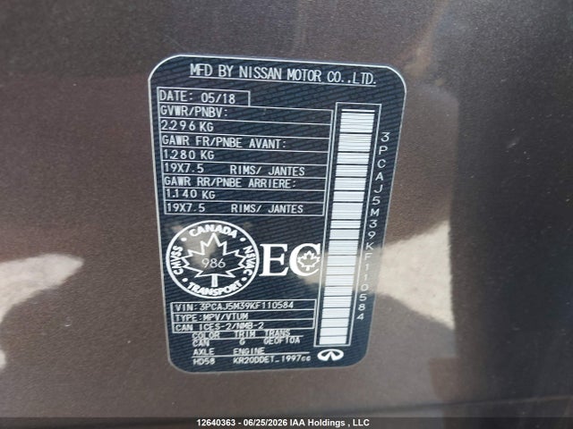 3PCAJ5M39KF110584 Infiniti Qx50 Essential/pure