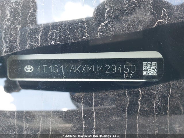 Продажа на аукционе авто 2021 Toyota Camry Se, vin: 4T1G11AKXMU429450, номер лота: 12640373