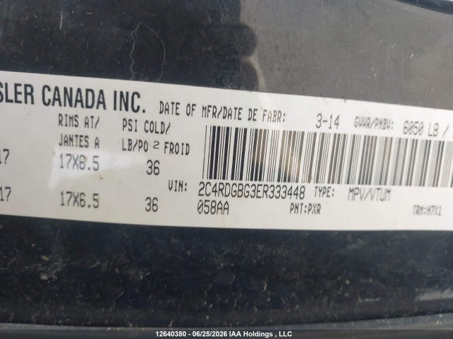 12640380 :رقم المزاد ، 2C4RDGBG3ER333448 vin ، 2014 Dodge Grand Caravan Se/sxt مزاد بيع