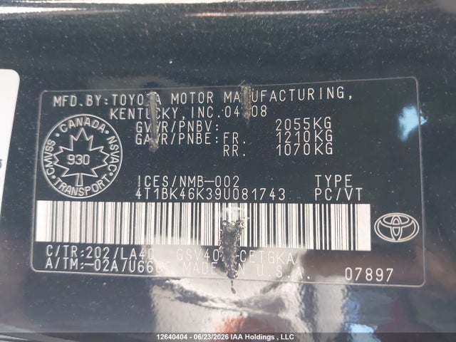 Продаж на аукціоні авто 2009 Toyota Camry Xle V6, vin: 4T1BK46K39U081743, номер лоту: 12640404