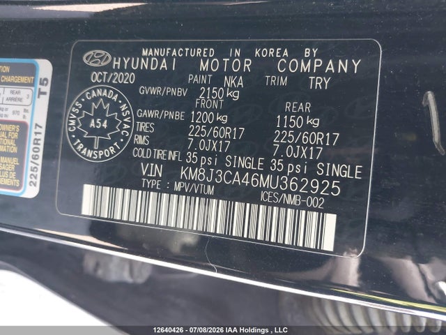 Продажа на аукционе авто 2021 Hyundai Tucson Limited/sel/sport/ultimate/value, vin: KM8J3CA46MU362925, номер лота: 12640426