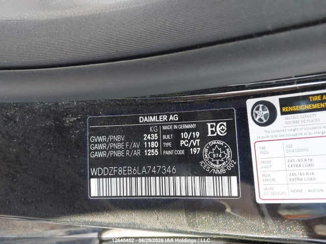 Продажа на аукционе авто 2020 Mercedes-benz E 350 4matic, vin: WDDZF8EB6LA747346, номер лота: 12640452