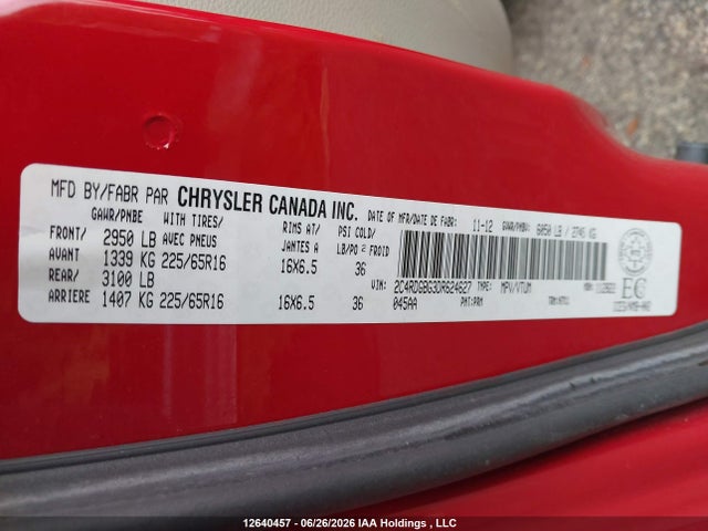 Продаж на аукціоні авто 2013 Dodge Grand Caravan Se, vin: 2C4RDGBG3DR624627, номер лоту: 12640457