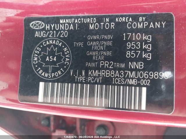 Продажа на аукционе авто 2021 Hyundai Venue Essential Auto Ivt, vin: KMHRB8A37MU069898, номер лота: 12640470