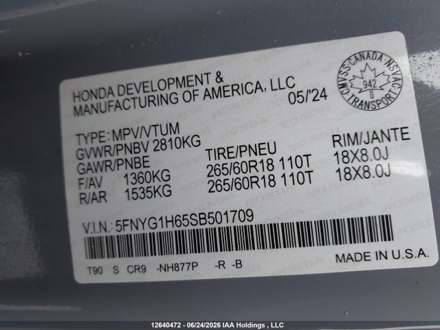 Honda Pilot Trailsport 2025 5FNYG1H65SB501709 Image 9