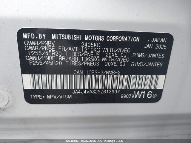 JA4J4VA82SZ613997 Mitsubishi Outlander Le S-awc/se S-awc/sel S-awc