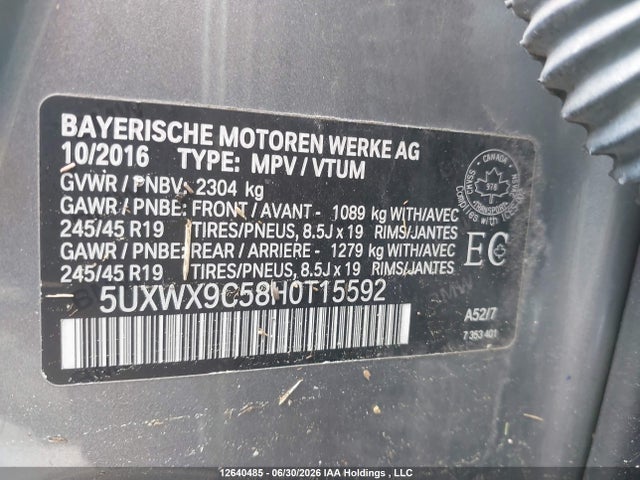 5UXWX9C58H0T15592 BMW X3 Xdrive28i